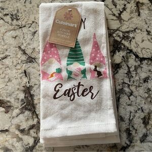 Cuisinart Gnomes 2-Pack Kitchen Dish Towels Happy Easter 16x26" 100% Cotton NWT